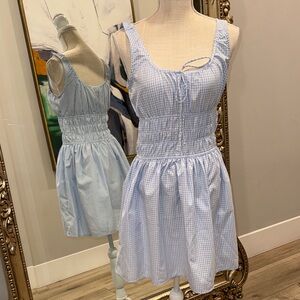 Elegant Blue Gingham Mini Dress